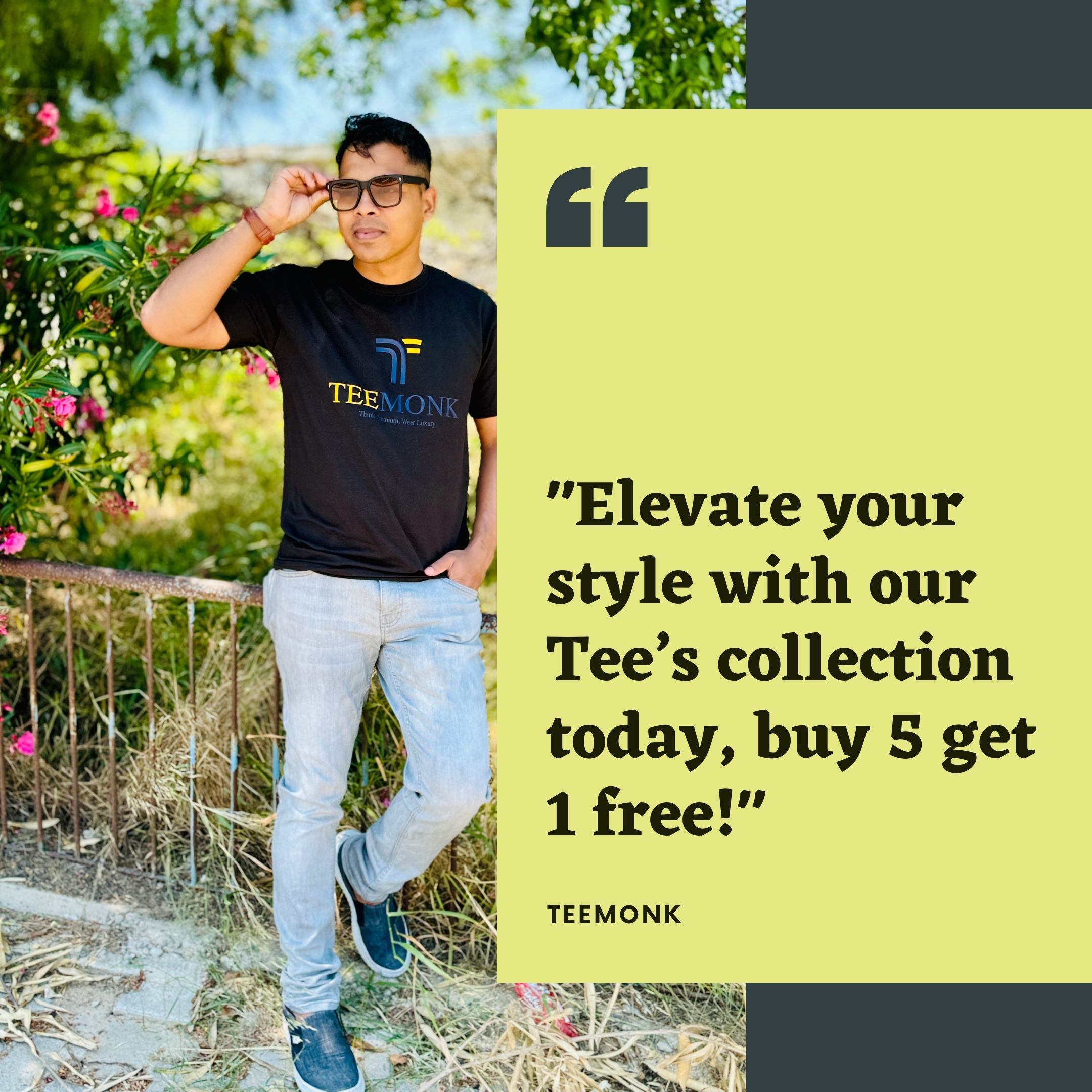 Elevate your style with our Tee’s collection today, buy 5 get 1 free!